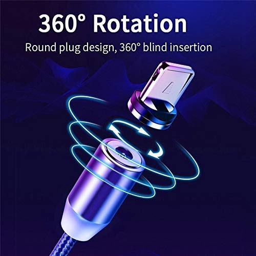 (PRIORITY)Lowfe USB 360 Degree Rotation 3 in 1 Magnetic Charging USB Cable with for LED Light, Fast Charging USB Cable with 3 Magnetic Pins Compatible for All Android Type-c Mobiles iOS Devices