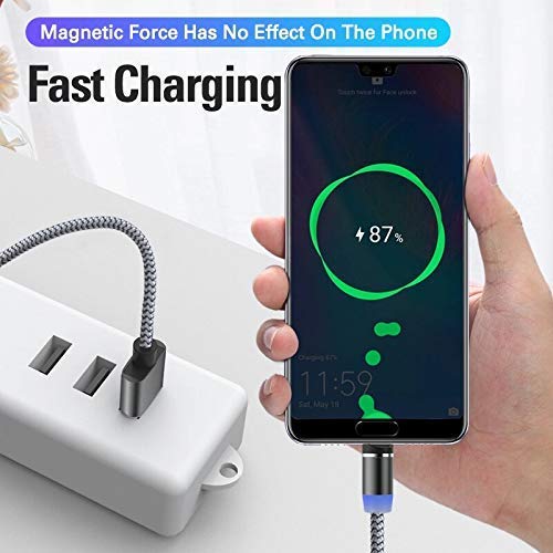 (PRIORITY)Lowfe USB 360 Degree Rotation 3 in 1 Magnetic Charging USB Cable with for LED Light, Fast Charging USB Cable with 3 Magnetic Pins Compatible for All Android Type-c Mobiles iOS Devices